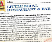 Little Nepal Indian Restaurant Bar menu