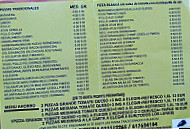 Arafo Pizzería menu