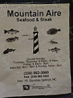 Mountain Aire Seafood Steaks menu