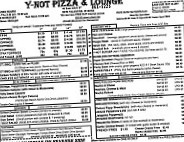 Y-not Pizza menu
