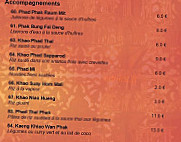 Thaï Time menu