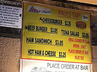 Paul's Tavern menu