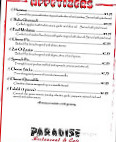 Paradise Cafe menu