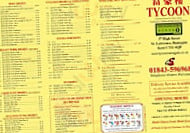 Tycoon Chinese Take-away menu