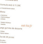 Le Château menu
