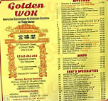 Golden Wok Cantonese Takeaway menu