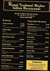 Woopi Tandoori Nights Indian menu