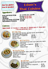Udom's Thai menu