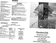 Chandlers Cafe menu