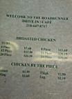 Road Runner Drive-in menu