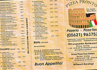 Pizzeria-Pronto menu