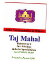 Taj Mahal menu