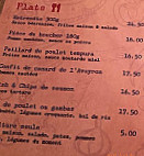 Les Fontaines Saint Honoré menu