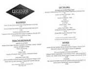 Legends Steakhouse menu