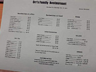 Orr's Family menu
