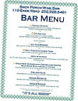 Back Porch Restaurant menu