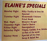 Elaine's Tavern Cafe menu