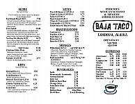 Baja Taco menu
