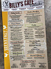 Billy's Blair Maple Cafe menu