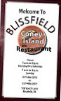 Blissfield Coney Island menu