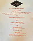 Legends Steakhouse menu