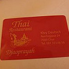 Thai Restaurant menu