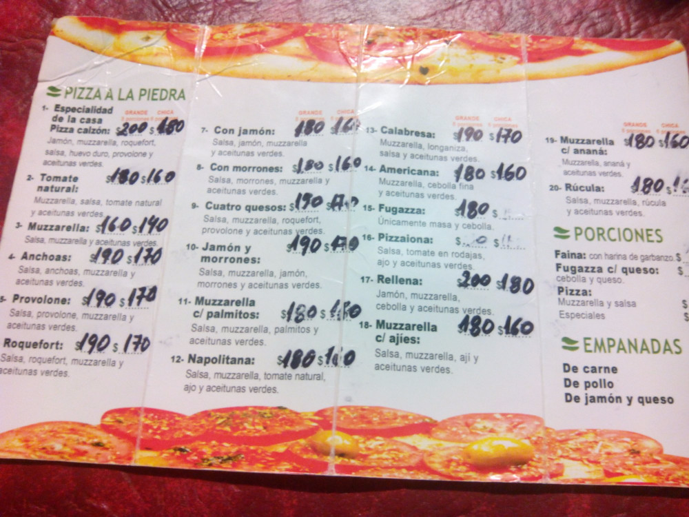 Pizzeria Los Campeones en Resistencia Carta