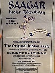 Saagar Indian Take Away menu