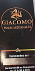 Giacomo Pizzas Artisanales menu