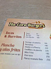 The Coro Burgers menu