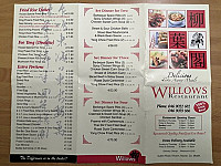 Willows menu