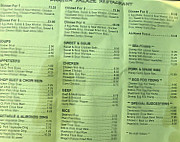 Dragon Palace Restaurant menu