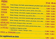Pizza B menu