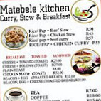 Matebele Kitchen menu