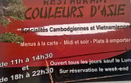 Couleurs D'asie menu