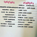 Fortunes Ice Cream menu