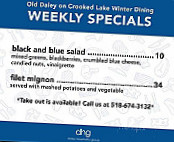 Old Daley On Crooked Lake menu