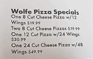 Wolfe's Pizzaria menu