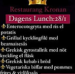 Restaurang Kronan I Hagfors, Vaermland menu