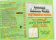 Barclay Asian Grill menu