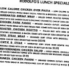 Rodolfo Pizza menu