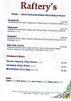 Rafterys Bar Restaurant menu