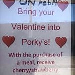 Porky's Parlor menu