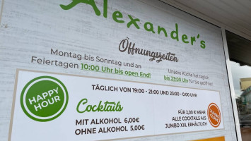 Alexander’s Restaurant-bar-lounge menu