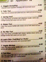 Tasty Thai menu