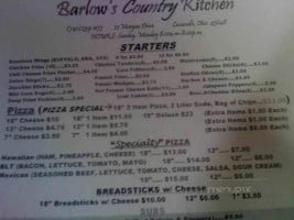 Barlows Country Kitchen menu