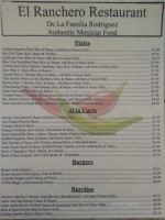 El Ranchero Cafe menu