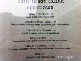 Irish Table menu