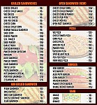 Hot Sandwiches menu