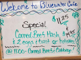 Blue Water Cafe Lounge menu